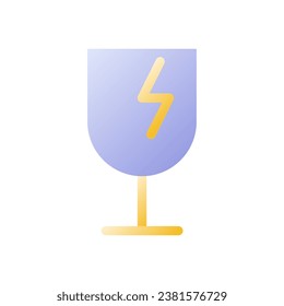 Broken wineglass flat gradient two-color ui icon. Fragile package. Postal service. Attention sign. Simple filled pictogram. GUI, UX design for mobile application. Vector isolated RGB illustration