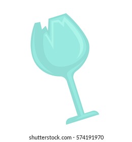 Broken wineglass garbage or waste vector icon of isolated glass goblet for inorganic domestic litter or environment pollution element