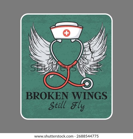 Broken Wings Still Fly Nurse Sticker