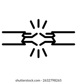 Icono de alambre roto Vector de contorno blanco y negro