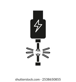 Broken Wire Icon icon flat line symbol set.