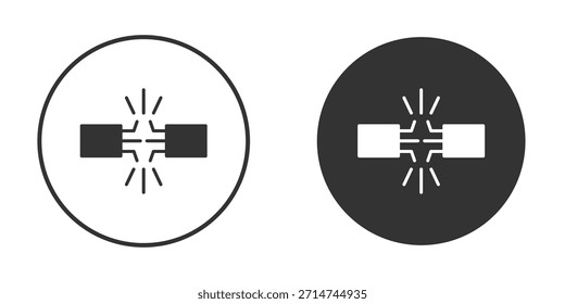 Conceito de ícones de fio quebrado em versões sólidas. Estilo de design plano.