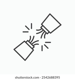 Broken Wire icon in thin black lines icon in thin black lines