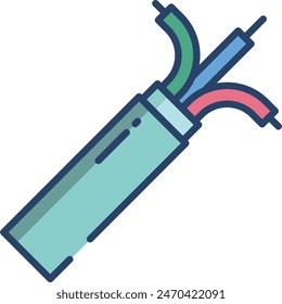 Broken Wire linear color vector illustration