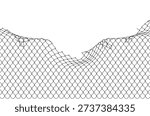 Broken wire mesh fence background