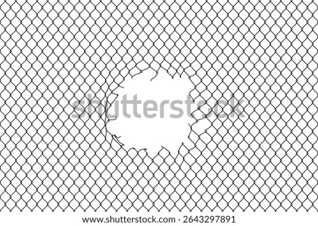 Broken wire mesh fence background