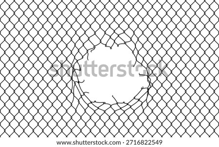 Broken wire mesh fence background