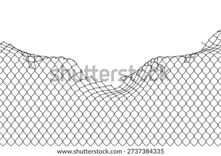 Broken wire mesh fence background