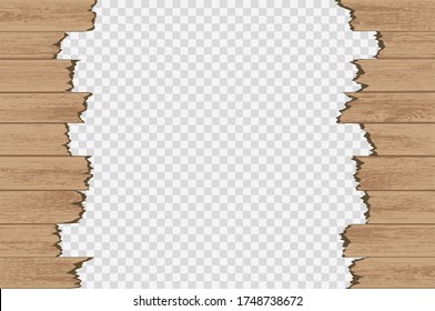 Broken wood panels isolated on a transparent background. Vector illustration