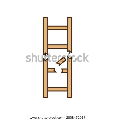 Broken wooden ladder illustration with missing rungs illustration industrial construction maintenance metaphor