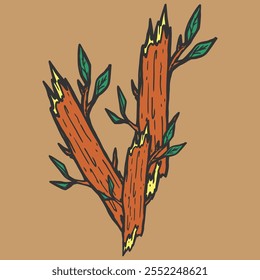 Broken wooden twig vector illustration