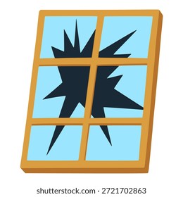 gebrochenes Holzfenster Dekoration flache Farbe Vektorgrafik Schablone Design