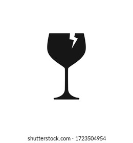 Brokenglass of wine isolated black icon. Vector illustration for wab