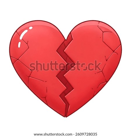 Brokenheart heartbroken Red Heart 3D icon symbol vector transparent no background 