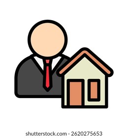 Broker Agent mini illustration colored outline icon, use for trade wars, economy, business, finance, economic competition, UI, UX kit, app and web development, digital or print.
