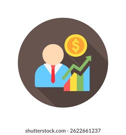 Broker Agent mini illustration rounded flat color icon, use for trade wars, economy, business, finance, economic competition, UI, UX kit, app and web development, digital or print.