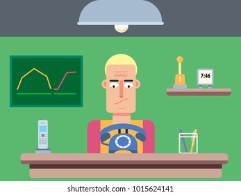 Broker in cabinet flat illustration