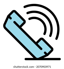 Broker call icon. Outline broker call vector icon color flat isolated