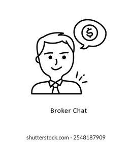  Broker Chat Vector Ilustración de estilo de icono de esquema. Archivo EPS 10