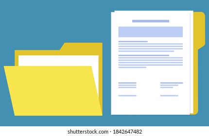 Broker collaboration, folder and document paper vector. Contract or agreement signing, dealing and cooperation, hiring financial adviser or assistant