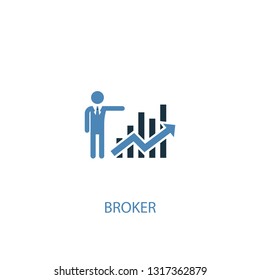 Broker concept 2 colored icon. Simple blue element illustration. Broker concept symbol design. Can be used for web and mobile UI/UX