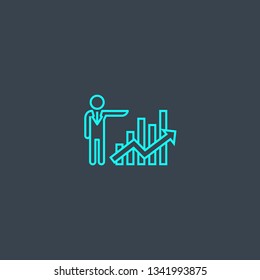 Broker concept blue line icon. Simple thin element on dark background. Broker concept outline symbol design. Can be used for web and mobile UI/UX