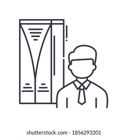 Icono de concepto Broker, ilustración lineal aislada, vector de línea delgada, signo de diseño web, símbolo de concepto de contorno con trazo editable sobre fondo blanco.