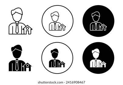 broker flat line icon set. broker Thin line illustration vector
