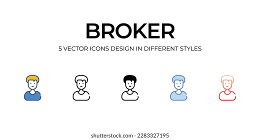 Diseño de iconos de Broker en estilo Cinco con Stroke editable. Línea, Sólido, Línea plana, Color de tono Duo y Línea de degradado de color. Adecuado para el diseño de páginas Web, aplicaciones móviles, UI, UX � y � interfaz gráfica de usuario �.