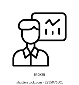 broker icon. Line Art Style Design Isolated On White Background