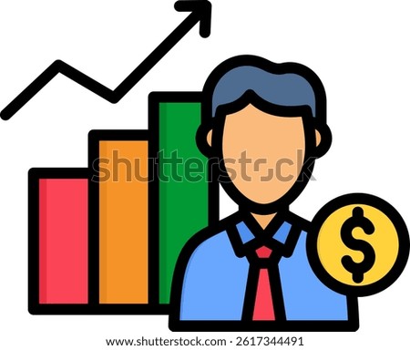 Broker Icon Lineal Color Vector Illustration