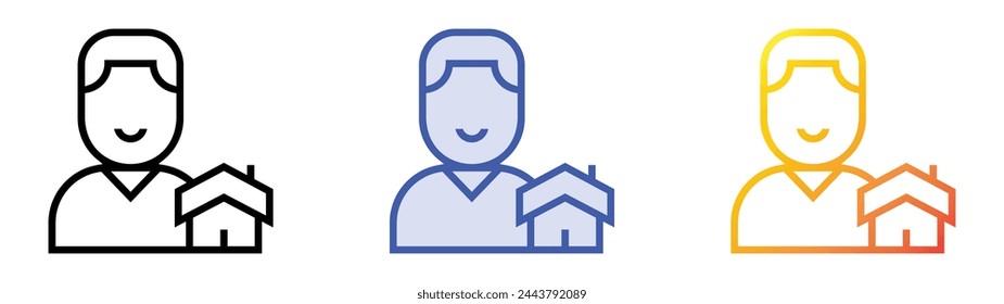 broker icon. Linear, Blue Fill and Gradient Style Design Isolated On White Background