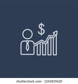 Broker icon. Broker linear design concept from Payment collection. Simple element vector illustration on dark blue background.