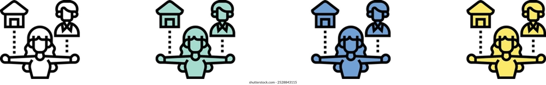 broker icon. Outline, Green, Blue and Yellow Style Design Isolated On White Background