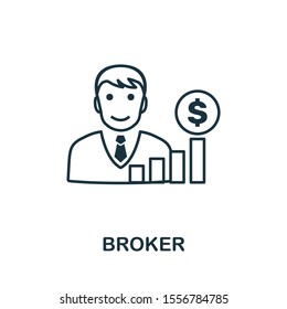 Broker icon outline style. Thin line creative Broker icon for logo, graphic design and more.