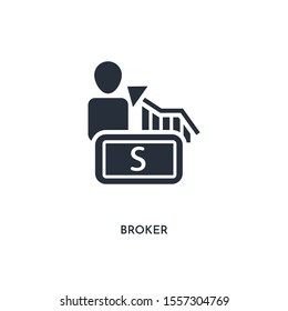broker icon. simple element illustration. isolated trendy filled broker icon on white background. can be used for web, mobile, ui.