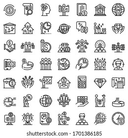 Broker icons set. Outline set of broker vector icons for web design isolated on white background