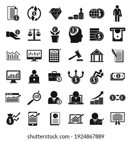 Broker icons set. Simple set of broker vector icons for web design on white background