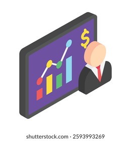 Broker isometric 3d, mini illustration icon, use for modern concept, UI or UX kit, web and app development. related to business, finance, economy..
