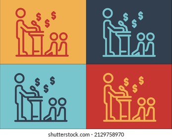 Plantilla de logotipo del portavoz de la lección de Broker, icono plano simple del corredor, orador, empresa