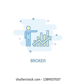 Broker line concept. Simple line icon, colored illustration. Broker symbol flat design. Can be used for UI/UX