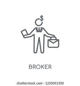 Broker linear icon. Modern outline Broker logo concept on white background from e-commerce and payment collection. Suitable for use on web apps, mobile apps and print media.