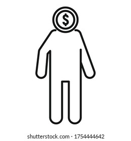 Broker money man icon. Outline broker money man vector icon for web design isolated on white background