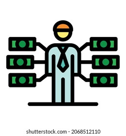 Broker Money Scheme Icon. Outline Broker Money Scheme Vector Icon Color Flat Isolated