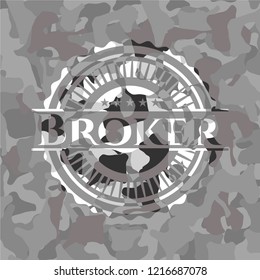 Broker on grey camo texture