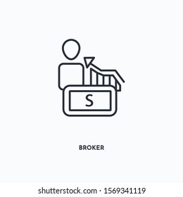 Broker outline icon. Simple linear element illustration. Isolated line Broker icon on white background. Thin stroke sign can be used for web, mobile and UI.
