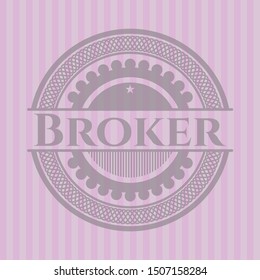 Broker retro pink emblem. Vector Illustration. Detailed.