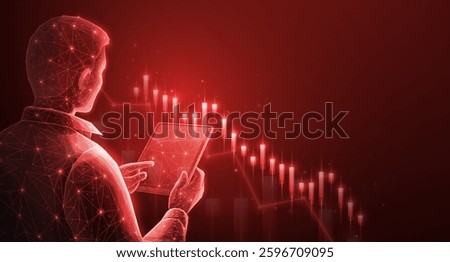 Broker trader analyzing economic crisis. Trade exchange, financial decrease, bed business strategy, digital asset, loss investment fund, online broker, stock collapse and crisis concept.