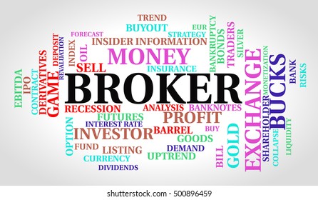 Broker word cloud. Finance concept.