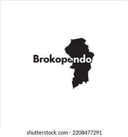 Brokopondo map and black lettering design on white background